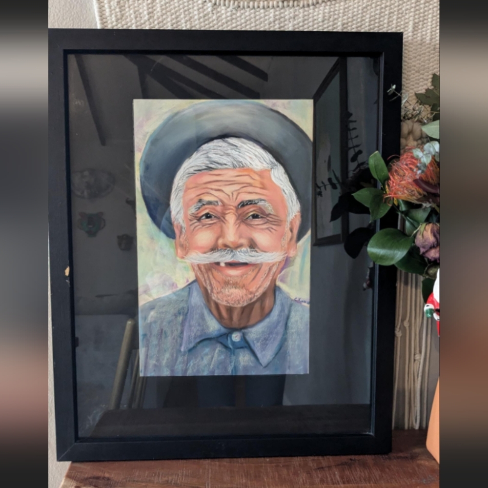 Original Framed Drawing Grandfather/Abuelo – One of a Kind, Artist Signed C Klas